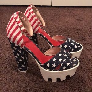 American Flag Chunky heels